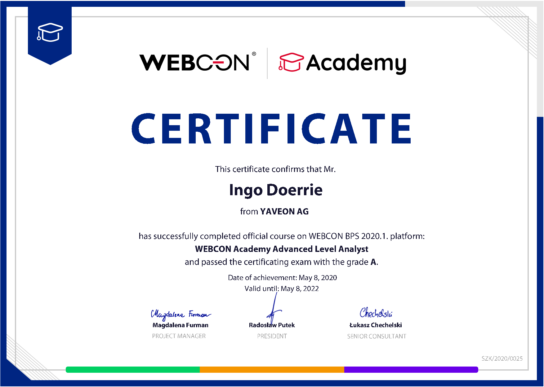 Auszeichnung zertifizierter WEBCON BPS Analyst