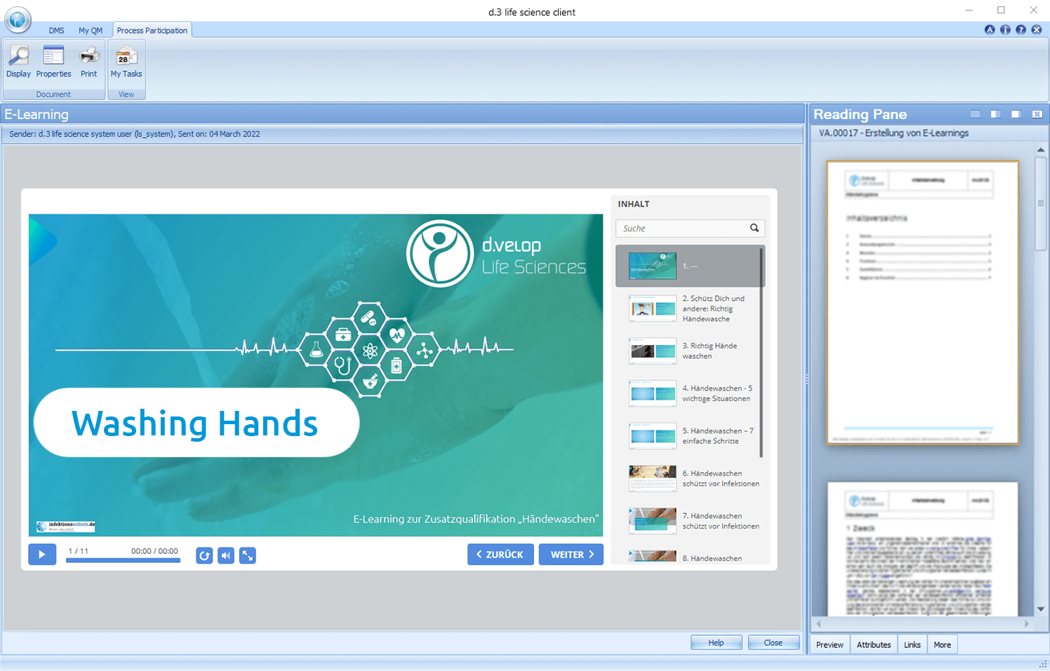 Screenshot E-Learning Software