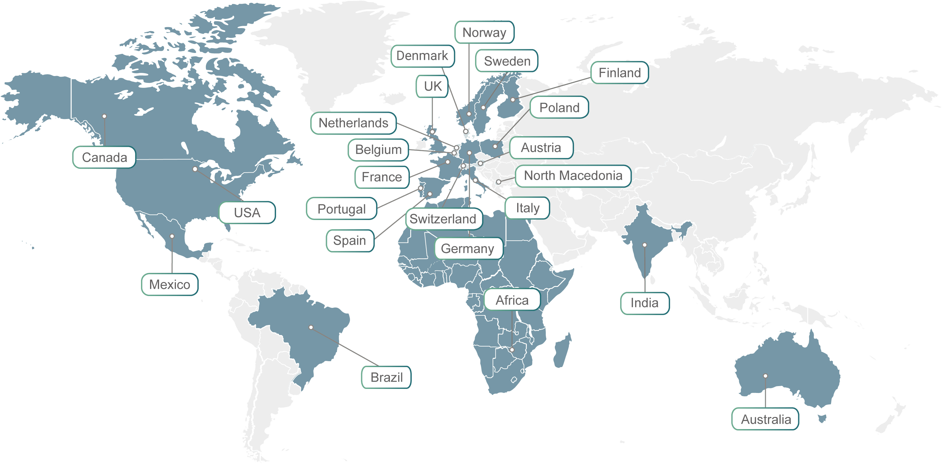 Worldmap with YAVEON reselling partners