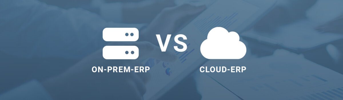 Server- und Cloud-Icon symbolisieren Gegenüberstellung von On-Prem und Cloud-ERP
