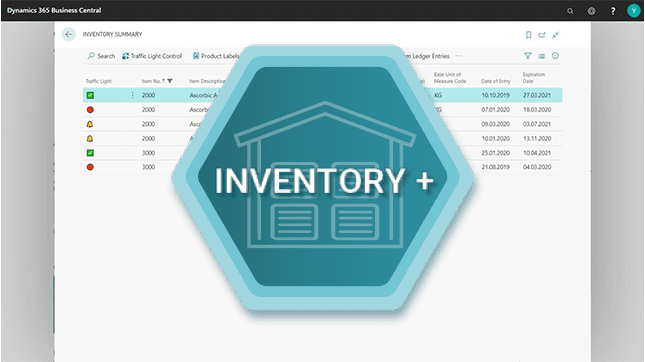 Advanced Inventory Summary App Icon in front of Business Central Screenshot