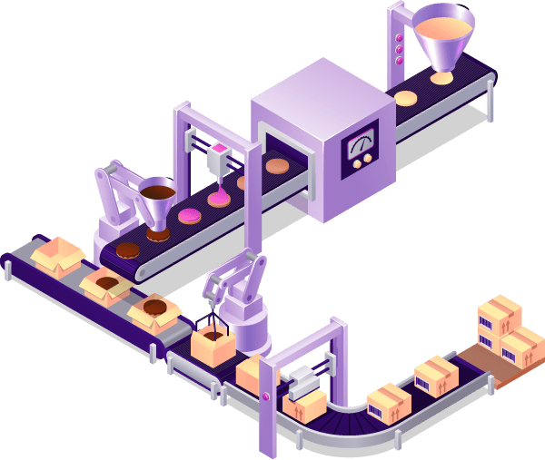 Food production process on the assembly line